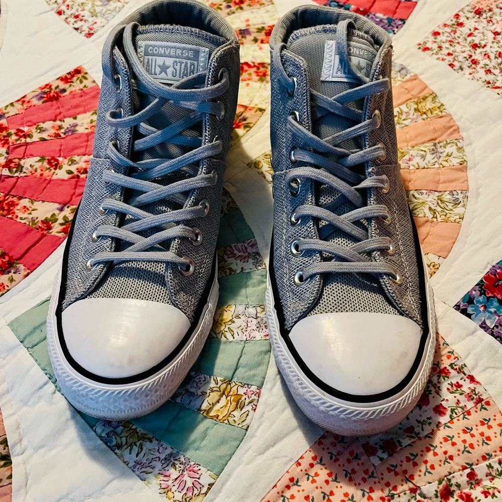 Converse Gray high top sneakers.  Only worn a couple of times, size 9 women’s